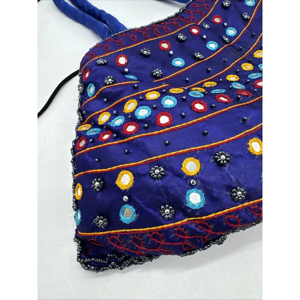 Handmade Bohemian Indian Boho Sequined Embroidered Purple Purse Bag